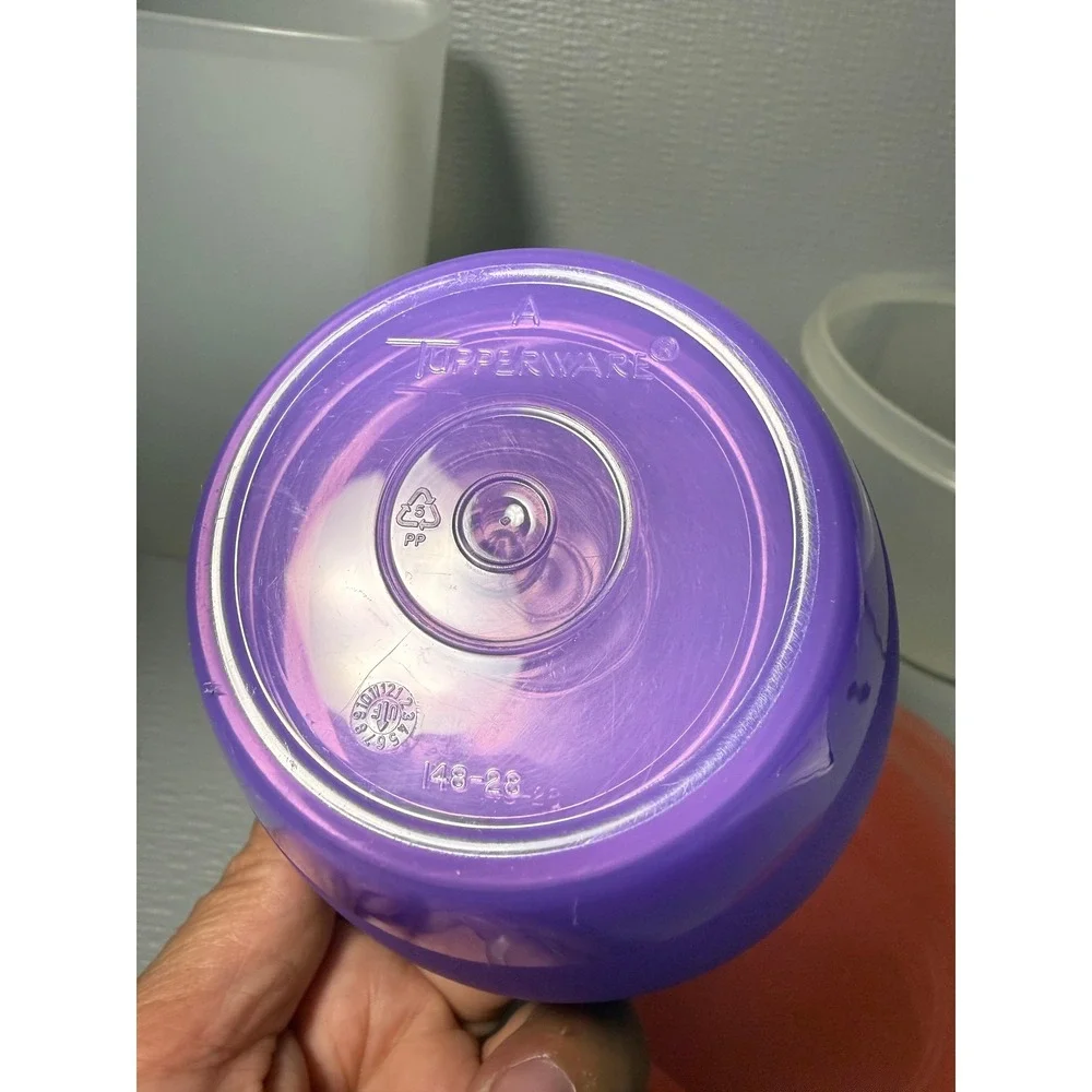 Vintage Tupperware Mixed Lot 6 Piece Set Purple Coral Frosted Clear No Lids
